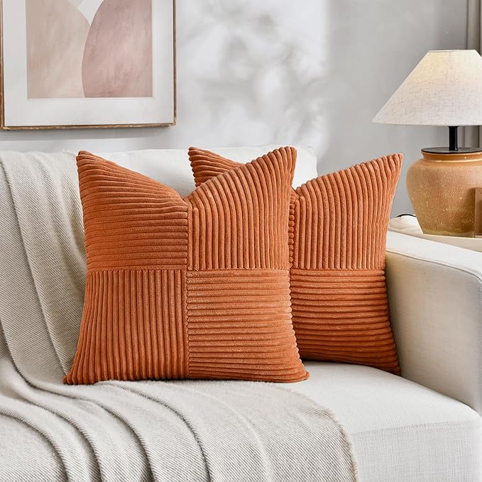 Fancy Homi 2 Packs Orange Euro Decorative Throw Pillow Covers 26x26 Inch - Image 6