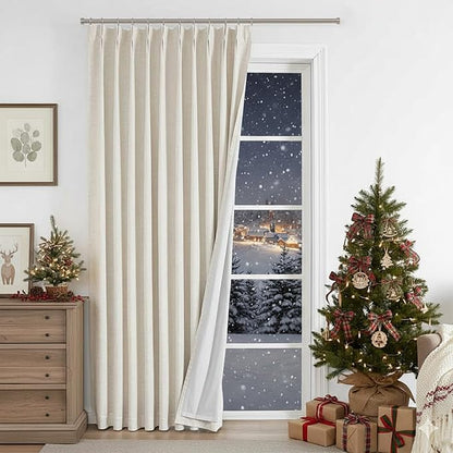 Vision Home Natural Pinch Pleated Full Blackout Curtains Linen Blended Room by VisionHome
