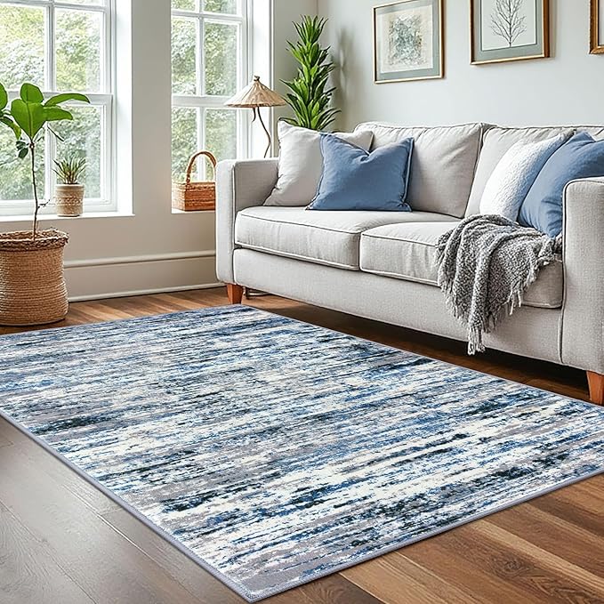 Modern Abstract 4x6 Living Room Washable Rug Non-Slip Soft Bedroom Area Rug by lansny