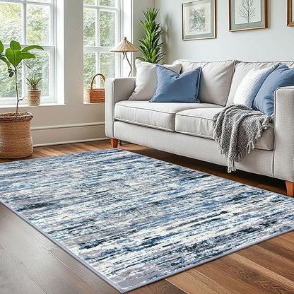 Modern Abstract 4x6 Living Room Washable Rug Non-Slip Soft Bedroom Area Rug by lansny