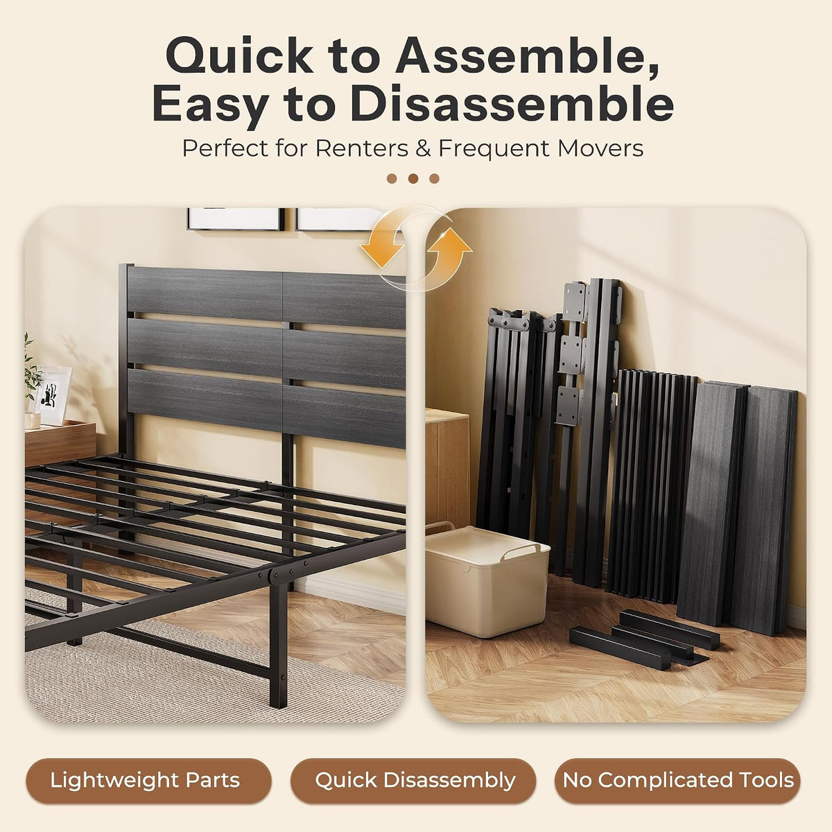 fluest queen bed frame with headboard and footboard on a desk or shelf