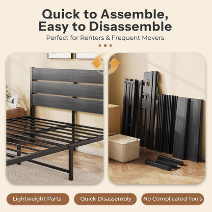 fluest queen bed frame with headboard and footboard on a desk or shelf