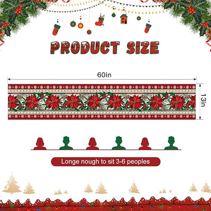 OTOSTAR Snow Holly Pinecone Christmas Red Flower Table Runner, Xmas Seasonal - Image 5