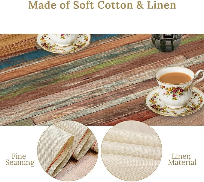 Wooden Table Runner Farmhouse Wood Floor Rustic Planks Wood Grunge Lodge - Image 5