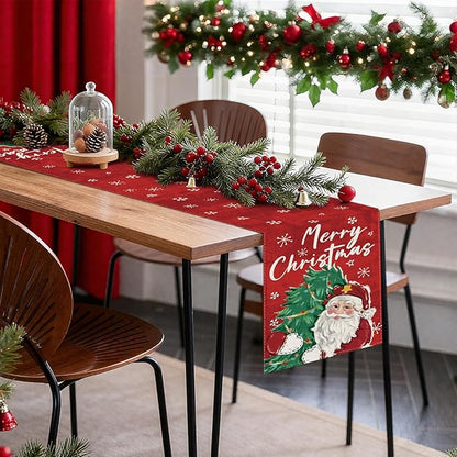 OTOSTAR Christmas Tree and Santa Claus Merry Christmas Table Runner, Xmas - Image 7
