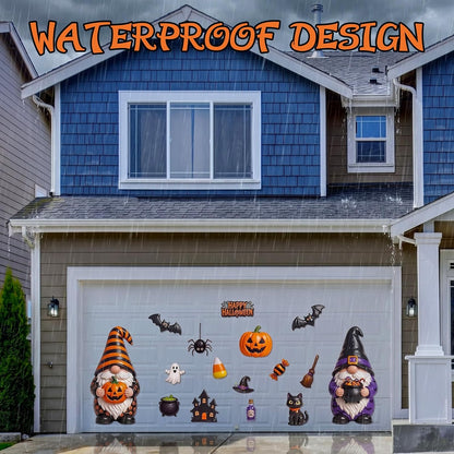 Flutesan 16 Pcs Halloween Gnome Garage Door Magnets Large Pumpkin Bat