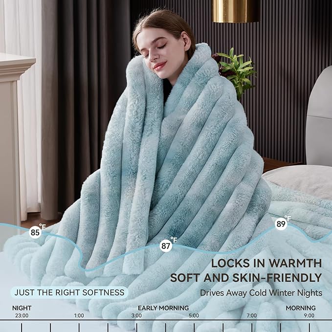 Fluffy Faux Fur Throw Blanket King Size, Thick 1000GSM Soft Cozy Throw Blankets - Image 7