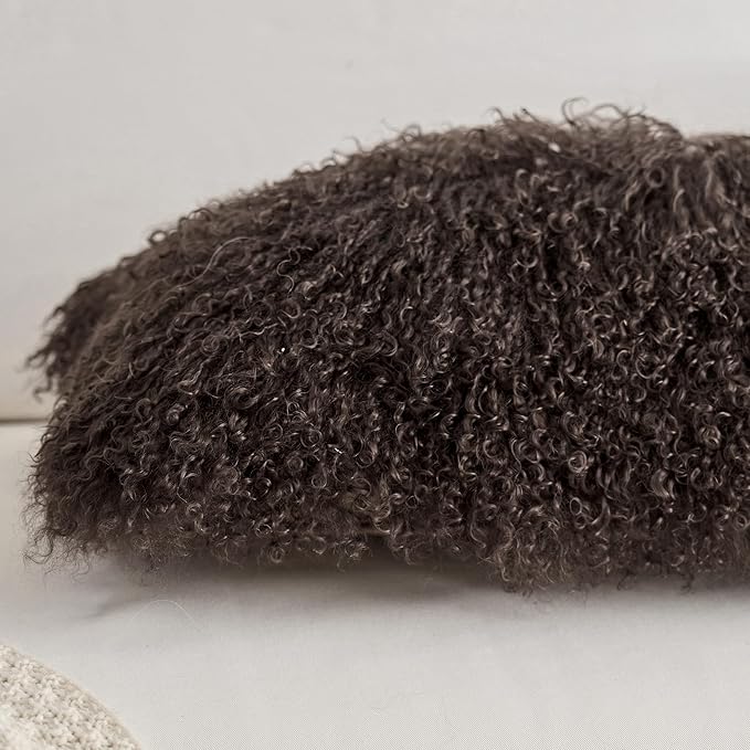 Genuine Mongolian Lamb Fur Pillow Cover – 12"x20" Rectangular Cushion Case – - Image 5