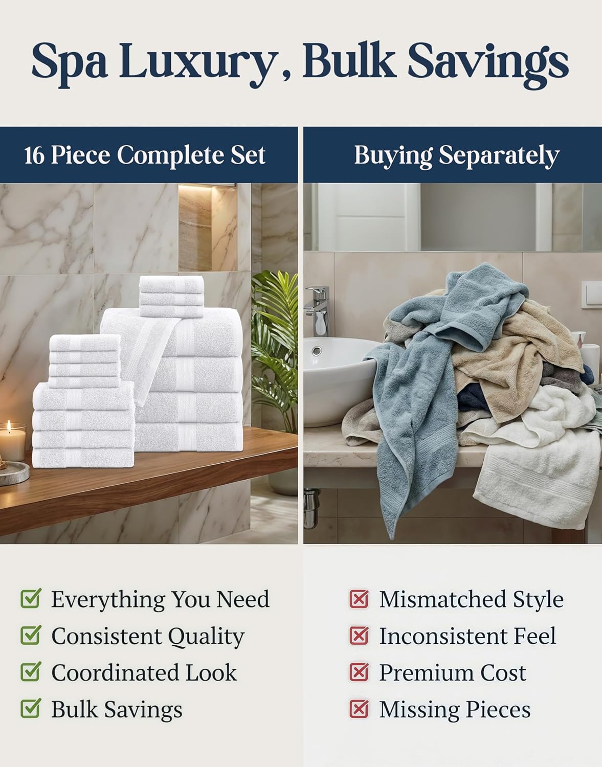 lane linen bath towel set 100% cotton 16, package contents