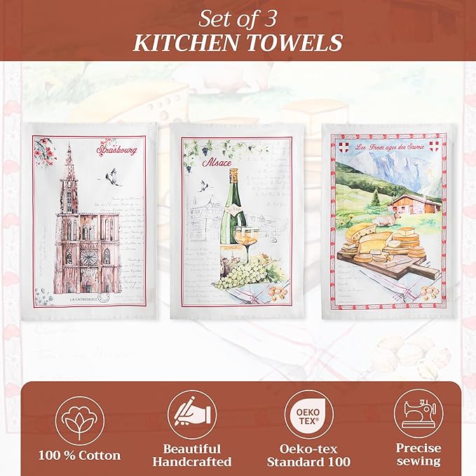 Maison d' Hermine Kitchen Towels Set of 3 100% Cotton 27.50" x 20" Reusable - Image 2