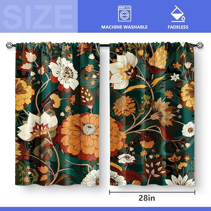 Aimego Boho Floral Kitchen Curtains - Image 3