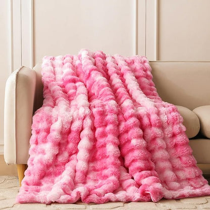 COOVA Faux Fur Throw Blanket for Couch, Cozy Soft and Fuzzy Plush Rabbit Fur - Image 2