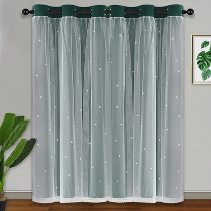 Kinryb Decorative Star Cut-Out Blackout Curtains Room Decor Curtain 84 Inch - Image 8