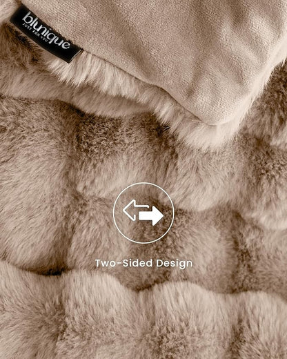 Ultra Soft Cozy Faux Fur Throw Blanket, Fuzzy Plush Thick Bubble Blanket - Image 6