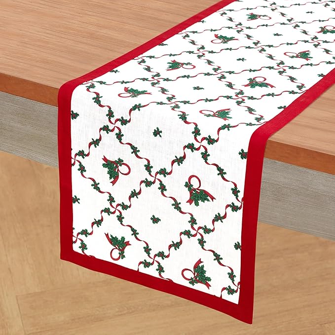 Solino Home 100% Pure Linen Christmas Table Runner 120 Inches Long - Image 2