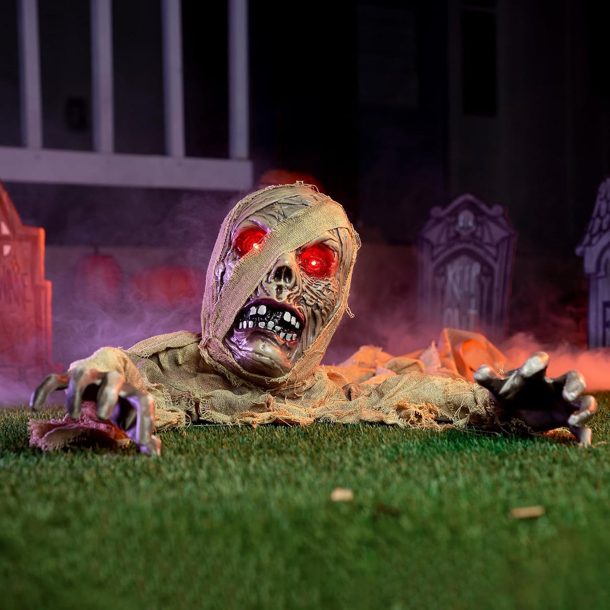 JOYIN Halloween Zombie Groundbreaker Outdoor Decoration, Zombie Groundbreaker with Light-up Eye and Creepy Sound (IR Sensor Activated) for Halloween Outside, Lawn, Graveyard Decor, Haunted House Props