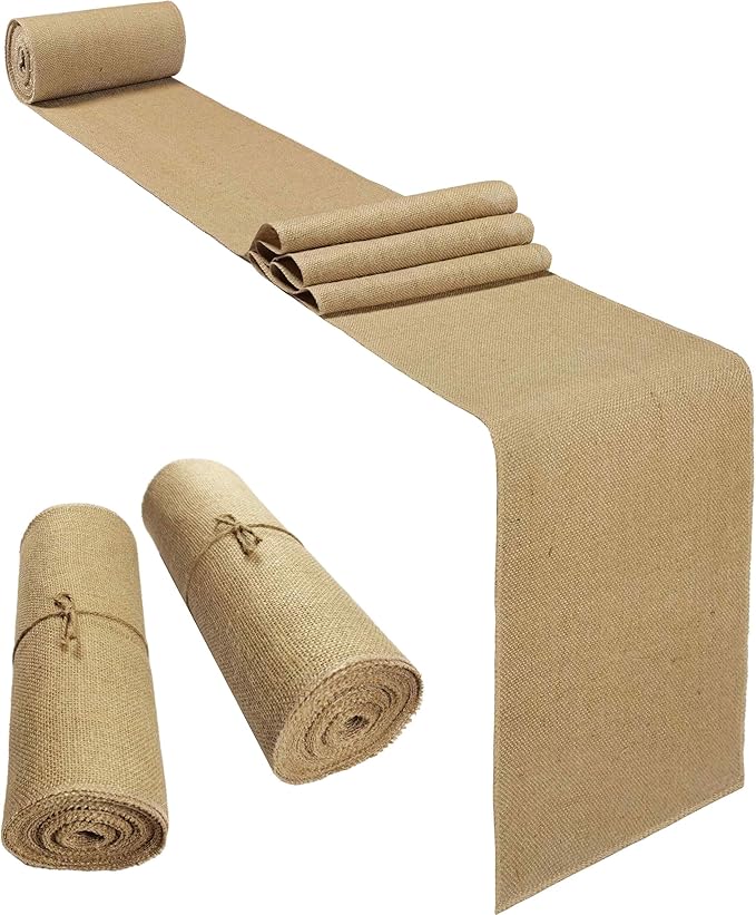 2 Pack 12 inch x 10 Yards Burlap Table Runners, Burlap Roll, Natural Rustic by Wlirantim