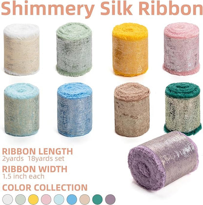 Multicolour Silk Chiffon Ribbon, Frayed Shimmery Silk Ribbon - Image 2
