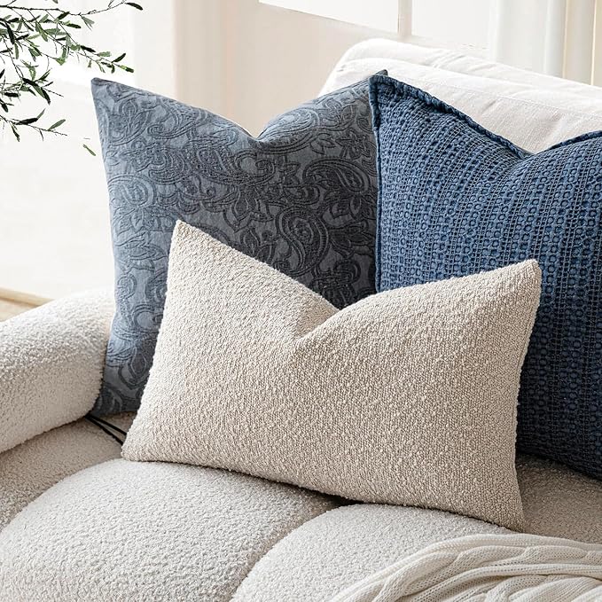 Foindtower Textured Boucle Throw Pillow Covers Accent Solid Lumbar Pillow Cases - Image 6