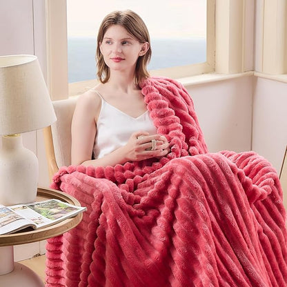 NEWCOSPLAY Super Soft King Blanket Coral Pink Premium Silky Flannel Fleece 3D - Image 8