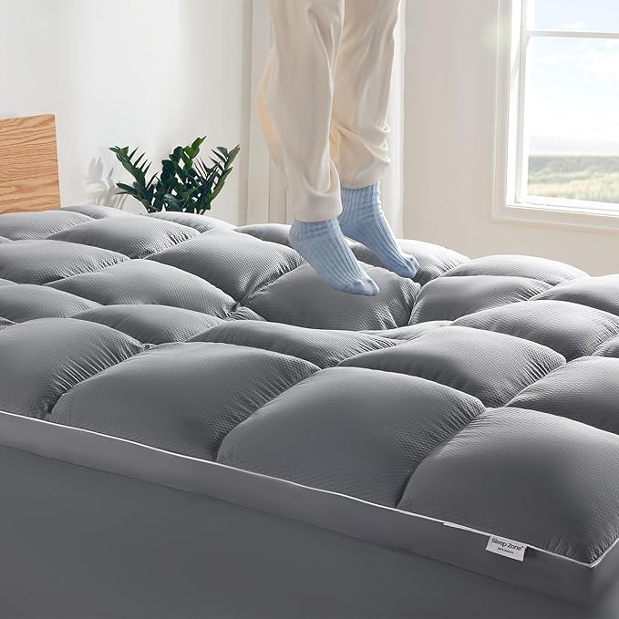 SLEEP ZONE Mattress Topper Full Size, Extra Thick Fitted Mattress Pad by SLEEPZONELIFE
