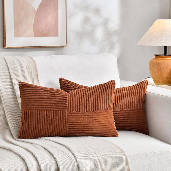 Fancy Homi 2 Packs Rust Lumbar Decorative Throw Pillow Covers 14x22 Inch - Image 7