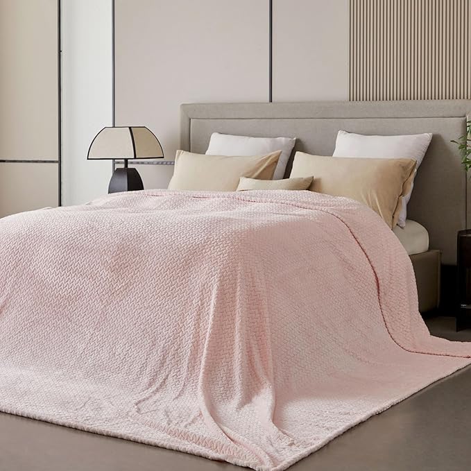 Oversized King Fleece Blanket 120x120 Inches, Seamless Soft Cozy 3D Jacquard - Image 3