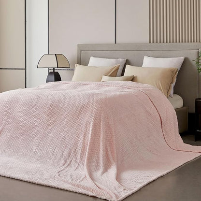 Oversized King Fleece Blanket 120x120 Inches, Seamless Soft Cozy 3D Jacquard - Image 3