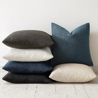 Woaboy Pack of 2 18x18 Inch Decorative Boucle Throw Pillow Covers Textured - Image 4