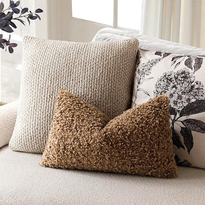 Foindtower Set of 2 Curly Teddy Wool Pillow Covers Decorative Boucle Textured - Image 5