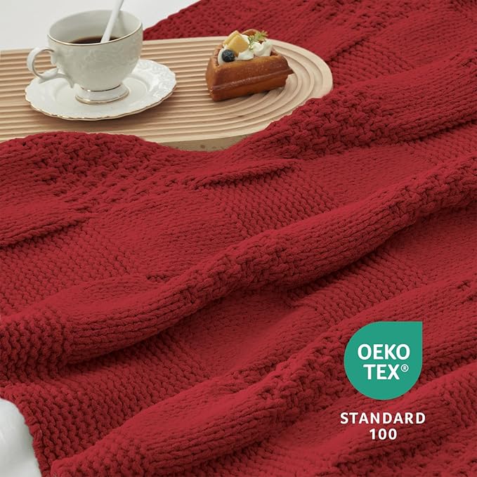 Amélie Home Checkered Chenille Knit Throw Blanket - Image 7
