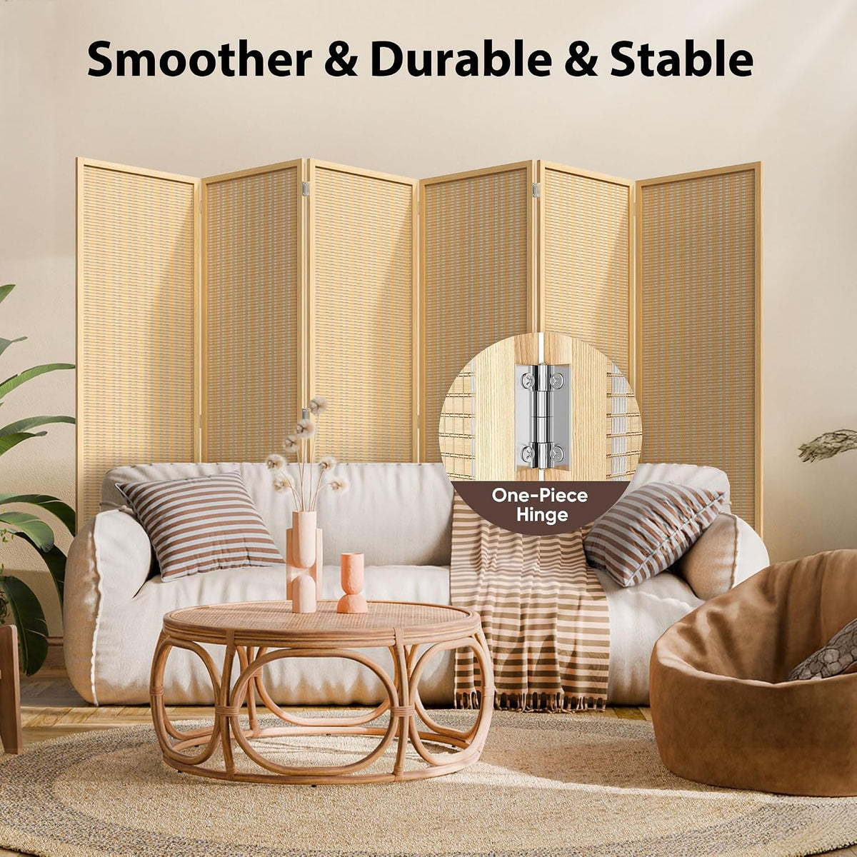 jostyle bamboo room divider, 6-panel folding privacy screen, package contents