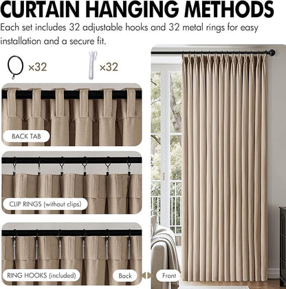 MIULEE Pinch Pleated Thick Linen Curtains 84 Inch 4 Panels Set Back Tab Memory - Image 8