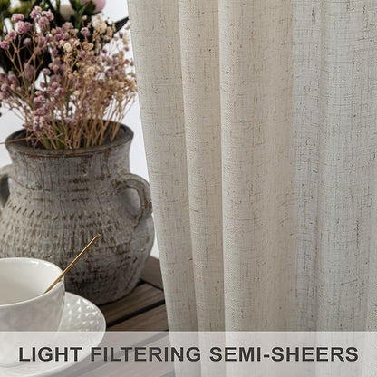 Pitalk Flax Linen Curtains 92 Inch Length 2 Panels - Image 4