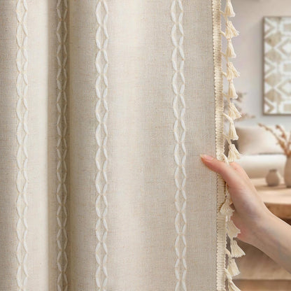 boho 100% blackout curtains 63 inch 2 panels shown in use