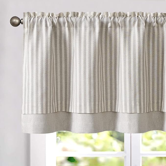 jinchan Linen Valance Curtain Striped Valance by JINCHAN