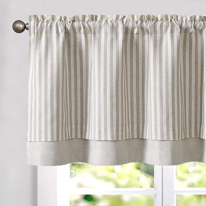 jinchan Linen Valance Curtain Striped Valance by JINCHAN