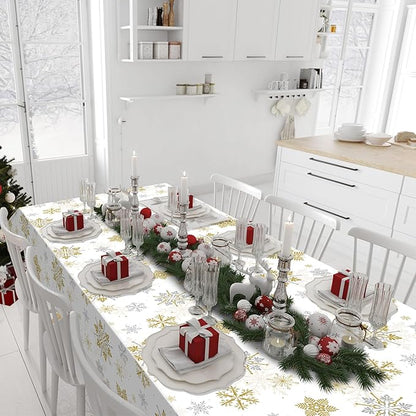 Jectivs 3Pcs Christmas Snowflake Party Tablecloths Decorations, Plastic White - Image 8