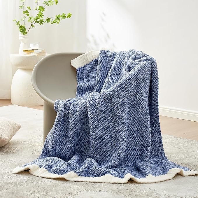Snuggle Sac Blue Throw XL Blanket 50x70, Super Soft Warm Blankets Oversized - Image 2