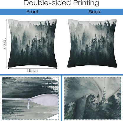 Misty Forest Throw Pillow Cover Case Foggy Forest Throw Pillows Set of 2 Super - Image 2