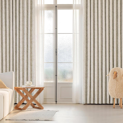 beauoop beige floral jacquard blackout curtains for bedroom, front angle view