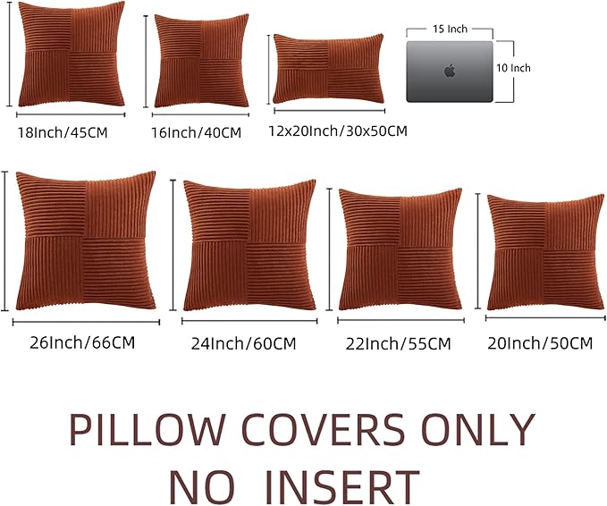 Fancy Homi 2 Packs Rust Euro Decorative Throw Pillow Covers 28x28 Inch - Image 7