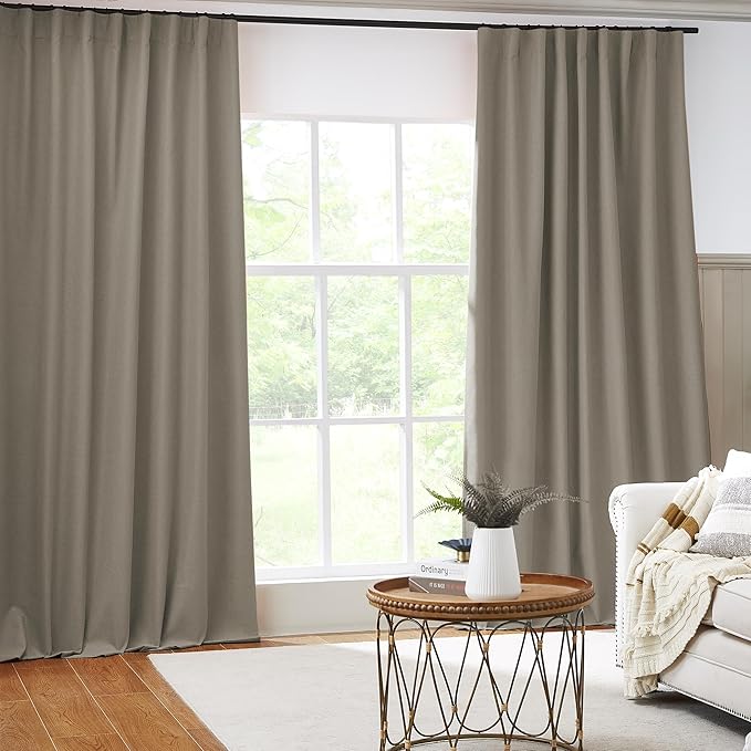 KEQIAOSUOCAI 102 Inches Curtains Blackout Pinch Pleated Drapes Back Tab Hook - Image 2
