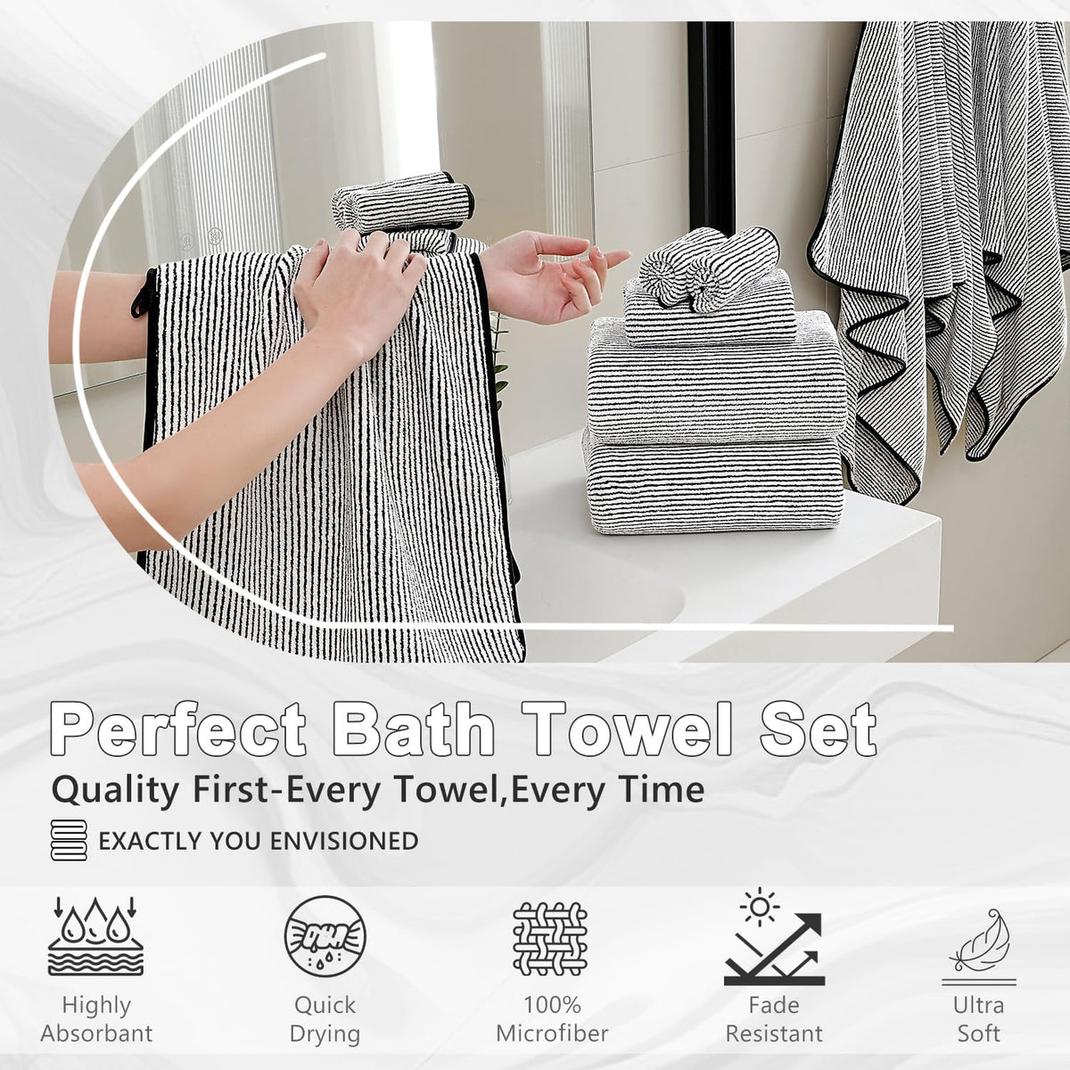 4 piece bath towel set 35"x70"oversized bath towel showing dimensions