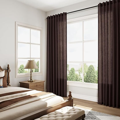 Coffee Brown Linen Curtains 90 inch Length - Image 7