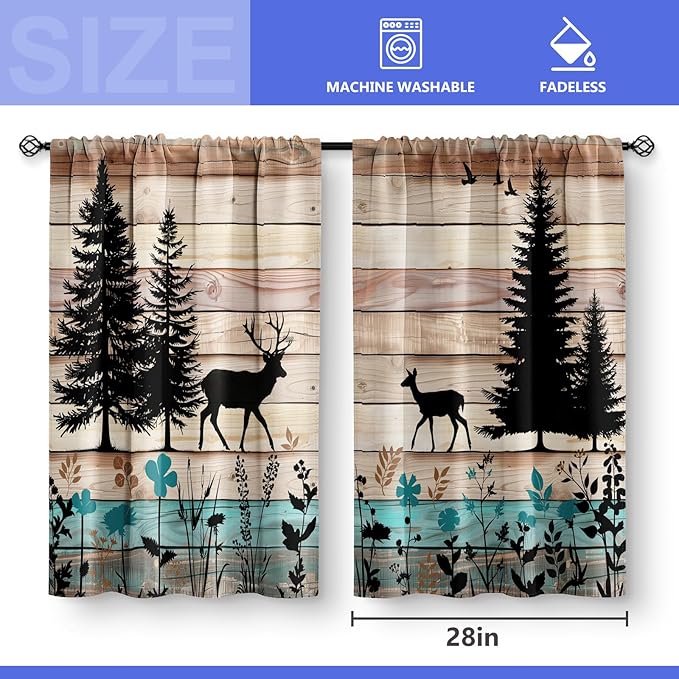 Aimego Forest Deer Kitchen Curtains - Image 3