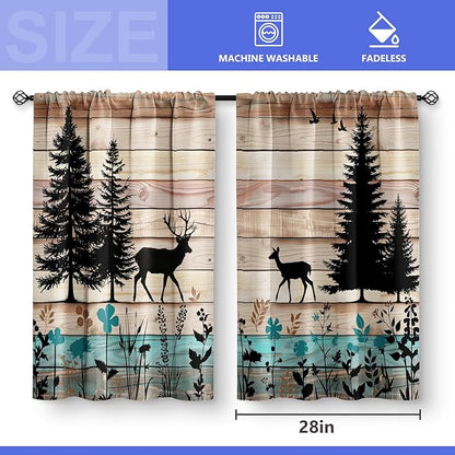 Aimego Forest Deer Kitchen Curtains - Image 3