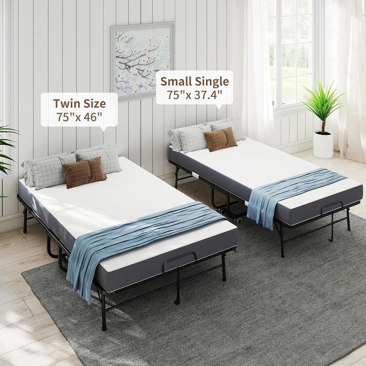 folding bed with 5 inch mattrees, 75"x46" rollaway, view 9