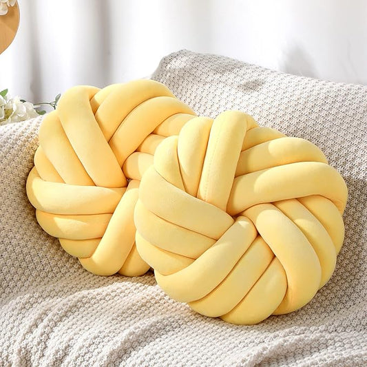 Fumete 2 Pcs 14 Inches Knot Pillow Round Throw Soft Plush Knot Ball Pillow by Fumete