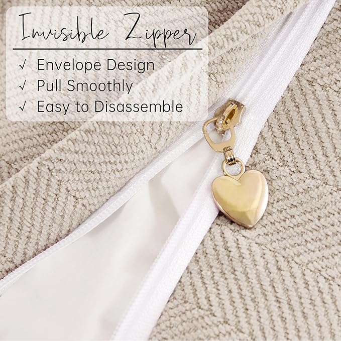 ZWJD Beige Pillow Covers 22x22 Set of 2 Chenille Throw Pillow Covers - Image 3